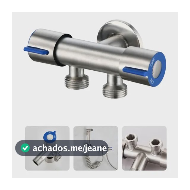 Registro Duplo Dami T 1/2 Metal Escovado Para Ducha Higiênica Máquina De Lavar Roupa Louça Torneira Dupla Saída Adaptador Divisor De Água Parede Banheiro Lavanderia