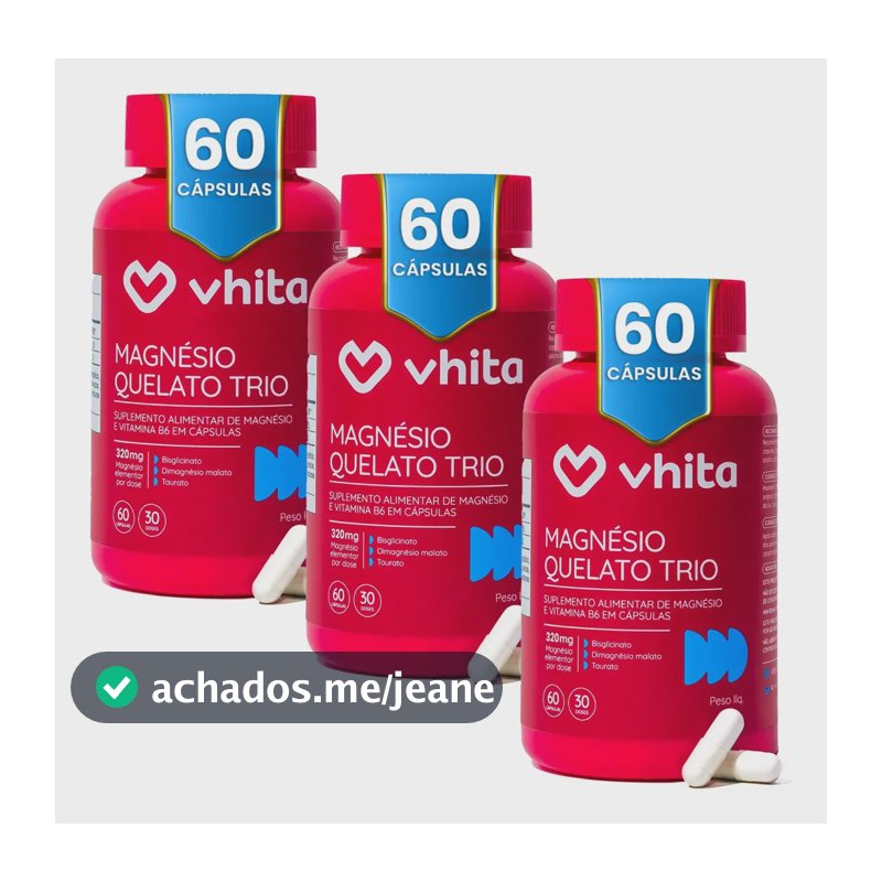 Magnésio Vhita em cápsula Sem sabor 3 kits de 60 un