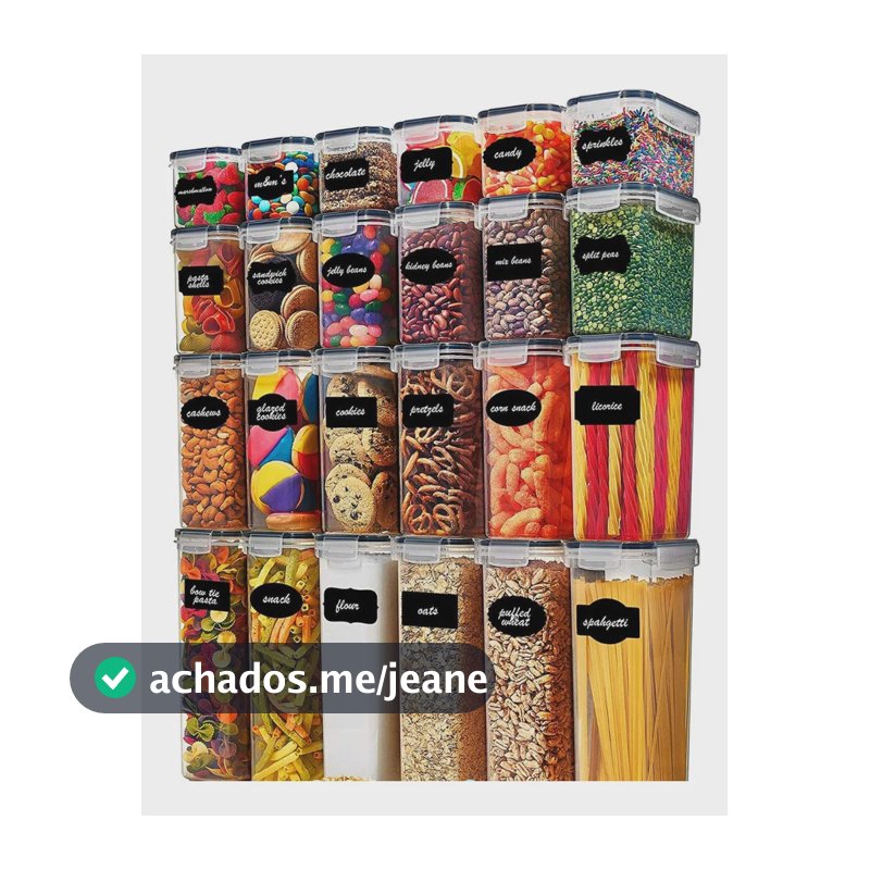 Kit 7 Potes Hermeticos Tampa Reforçada Mantimentos Cozinha Branco