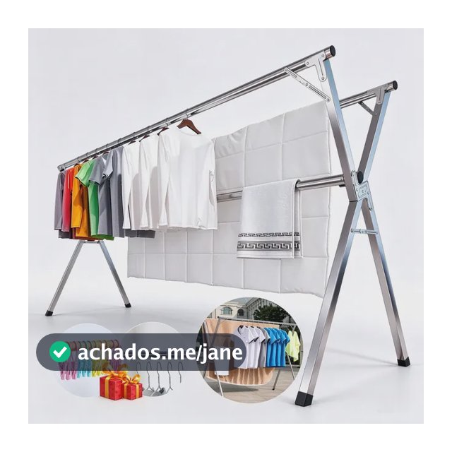 Varal De Chão Grande De Roupas 3 Andares Dobrável - Branco Branco