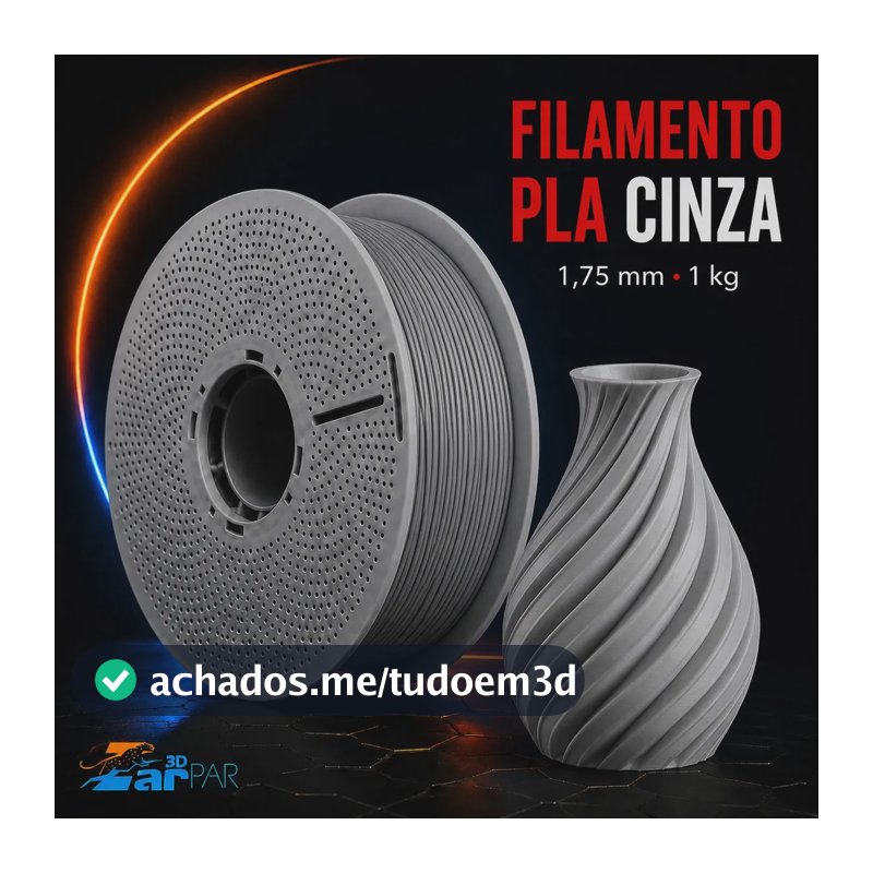 Filamento Pla Impressora 3d Com 1.75mm Sem Entupimento Flexivel 1kg Impressão Premium Cinza