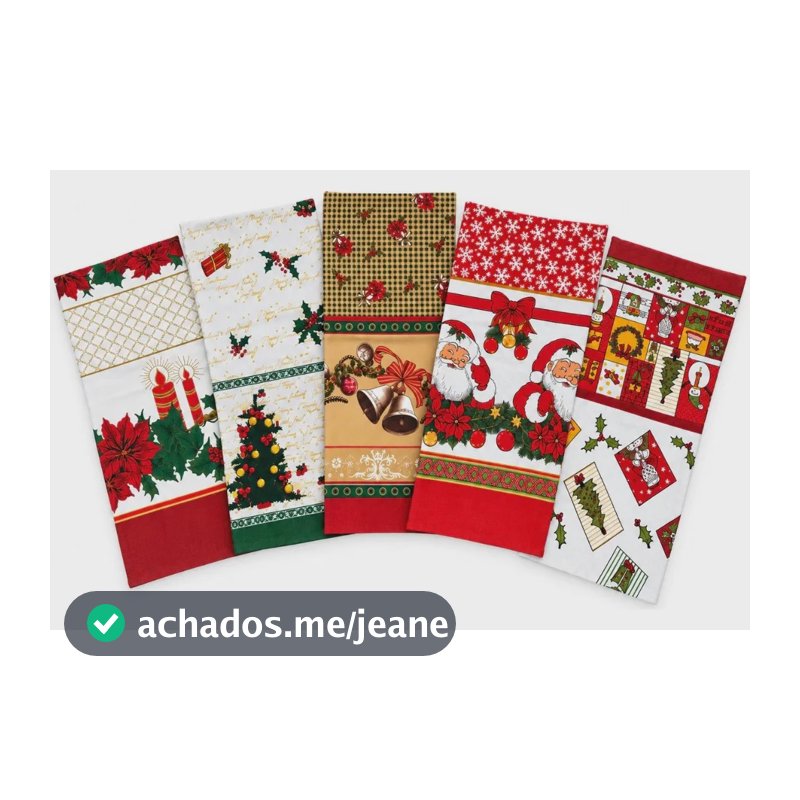 Kit 5 Panos De Prato Natalinos Enfeite Natal Cozinha 40x65cm Branco Natal Estampado