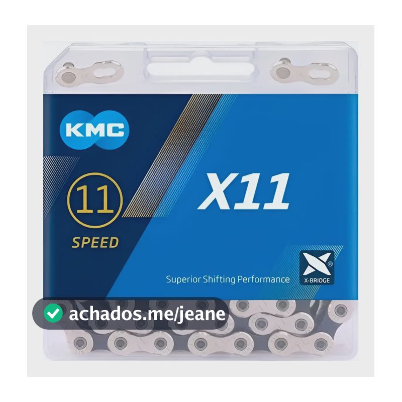 Corrente X11 11v 122 Links Kmc Mtb - Prateado/preto Silver+black