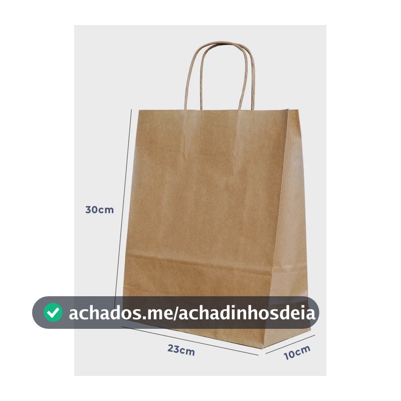 Sacola Papel Kraft M 23x30x10cm 50und Acesso Monolúcido Embalagem Presente Bolsa Ecológica Alça Torcida