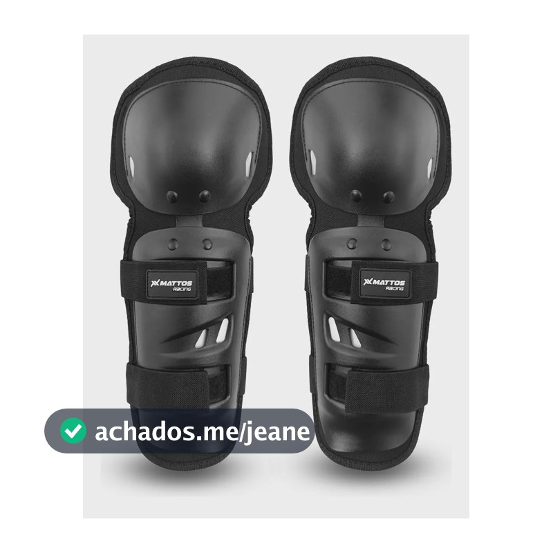 Joelheira Motocross Mattos MX Preta com Proteção Rígida e Tiras Ajustáveis