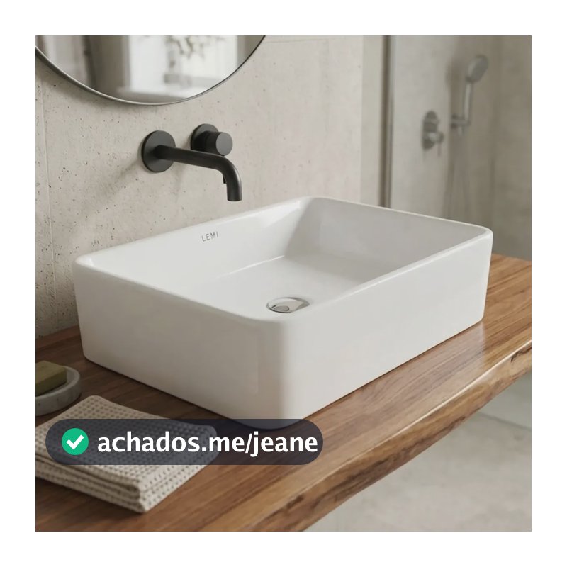 Cuba De Louça Banheiro Retangular 48x37 Sobrepor Ou Apoio Branco Brilhante