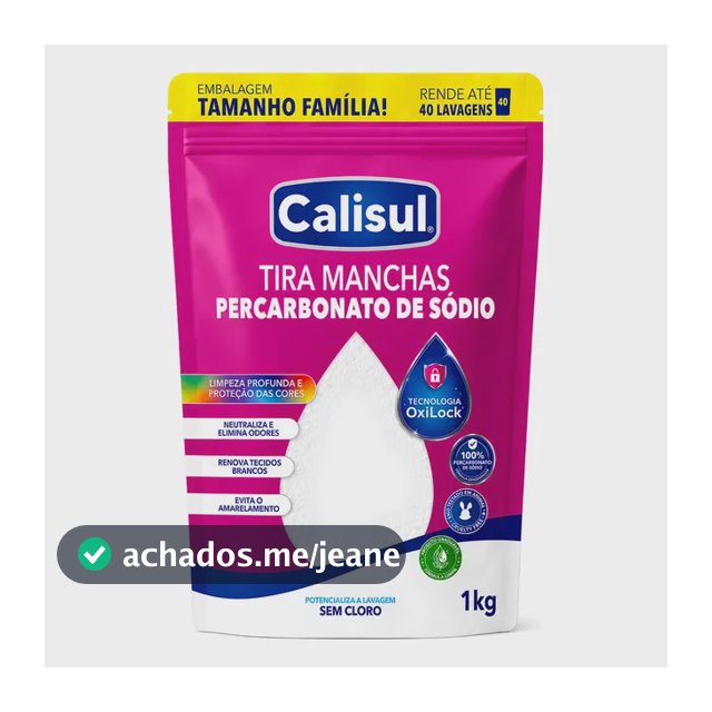 Percarbonato De Sódio 100% Puro Tira Manchas Alvejante - 1kg Calisul