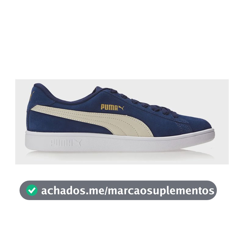 Tênis Masculino E Feminino Smash V2 Bdp Puma Peacoat-tapioca-puma Team Gold-puma White Liso 40