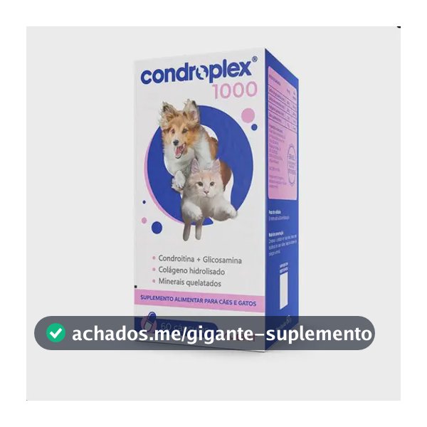 Condroplex 1000mg 60cáps Avert Suplemento Cães Gatos Articulações