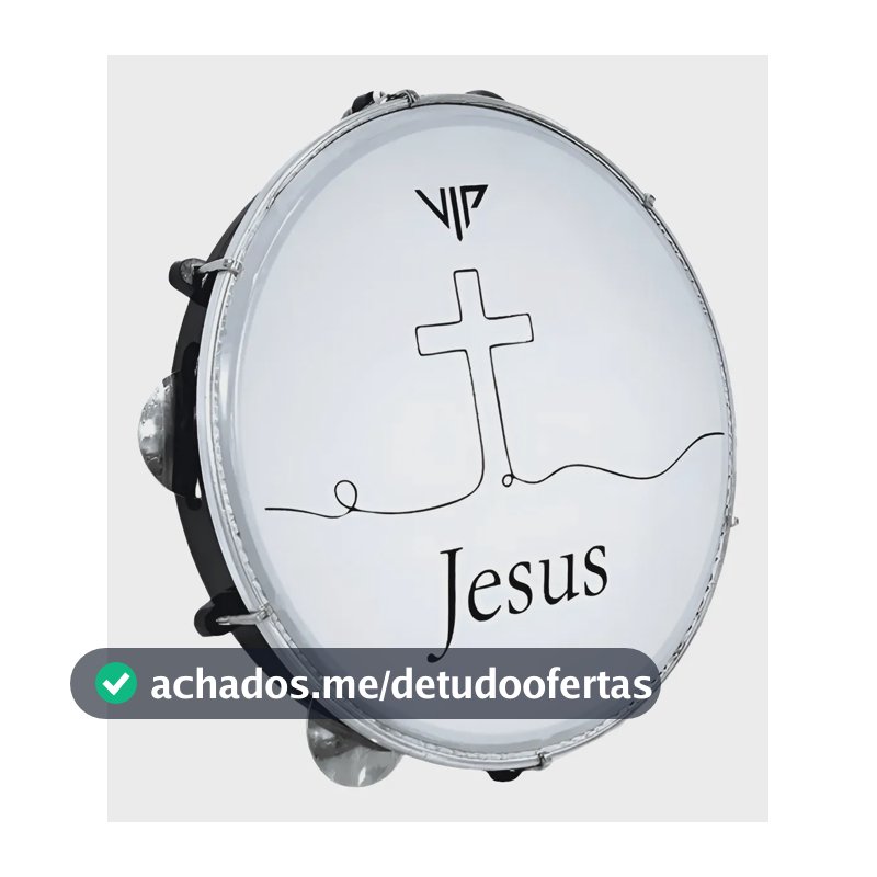 Pandeiro Profissional em ABS, Branco com Desenho de Jesus - 10"