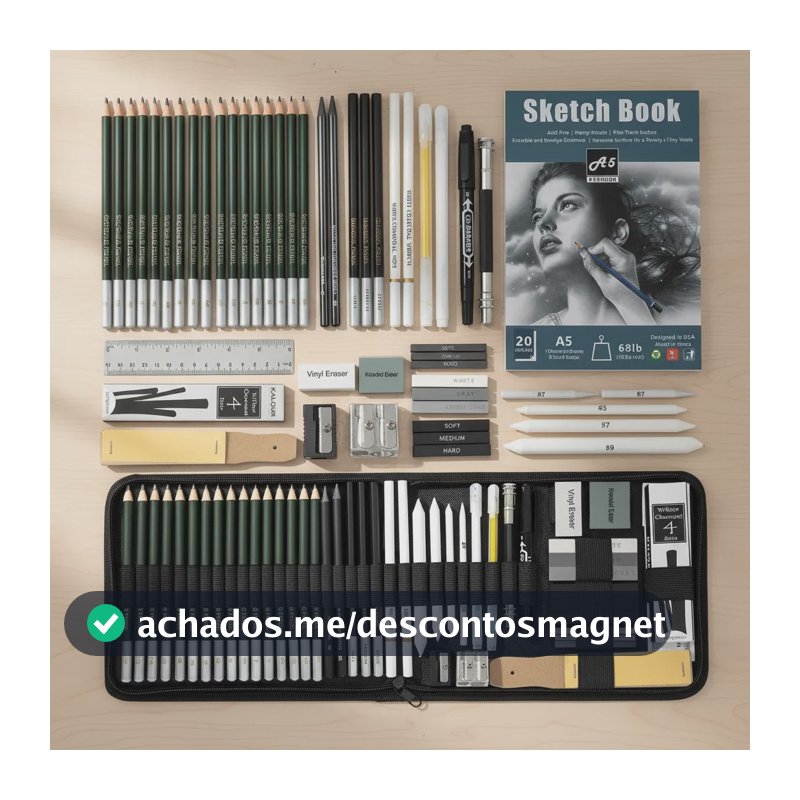 Kit De Desenho Artístico 54 Peças Com Estojo
