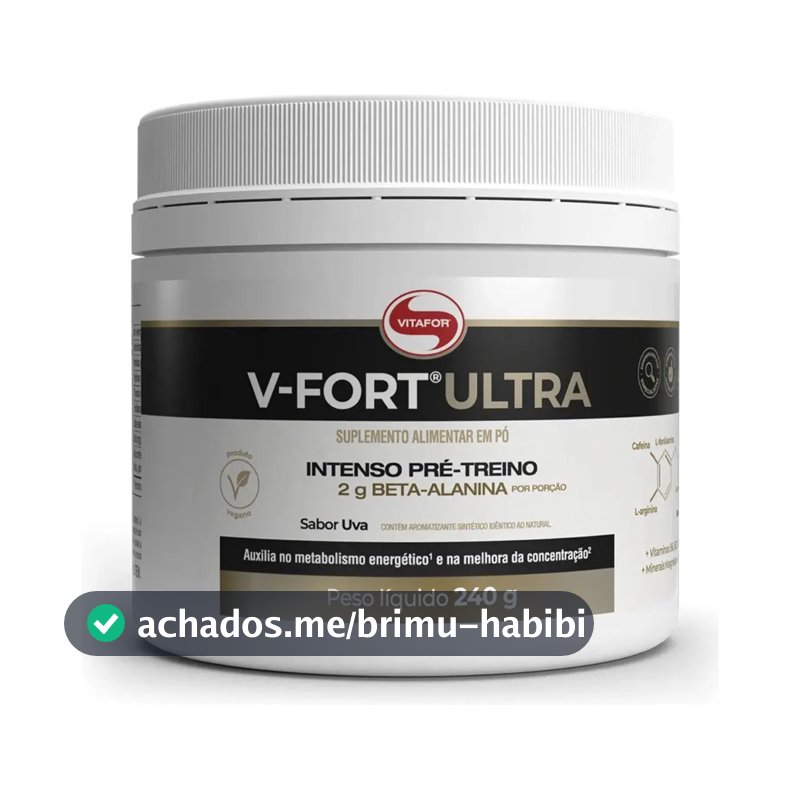 Pré Treino V-fort Ultra Vitafor Energia Performance (pt)240g Sabor Uva