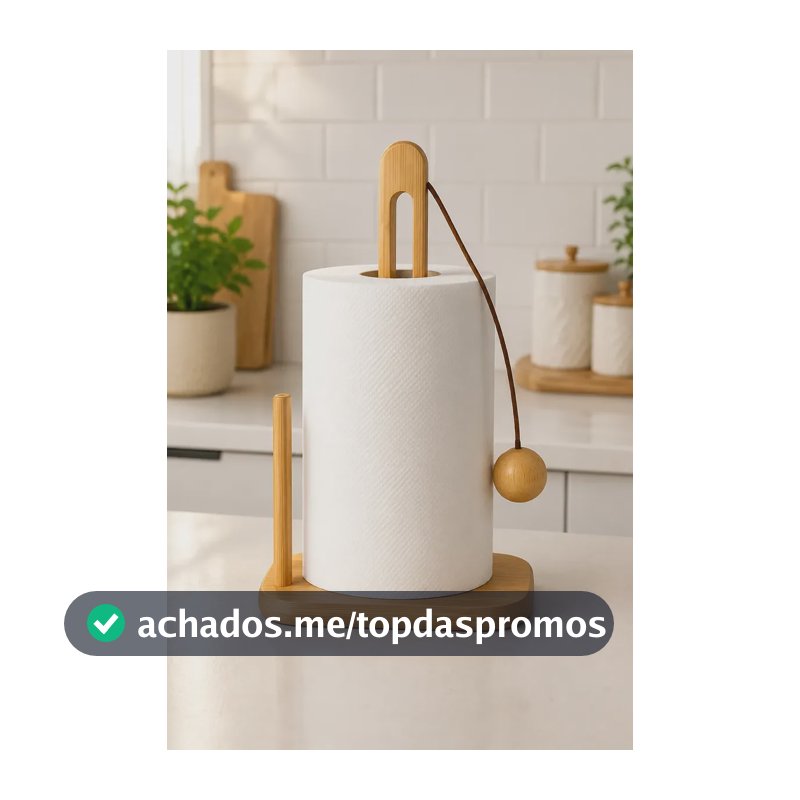 Porta Papel Toalha Bambu Para Mesa Cozinha Vertical Madeira