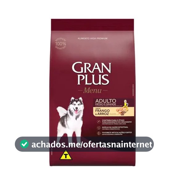 Ração Cães Menu Adulto M/g Frango E Arroz 10,1kg Gran Plus