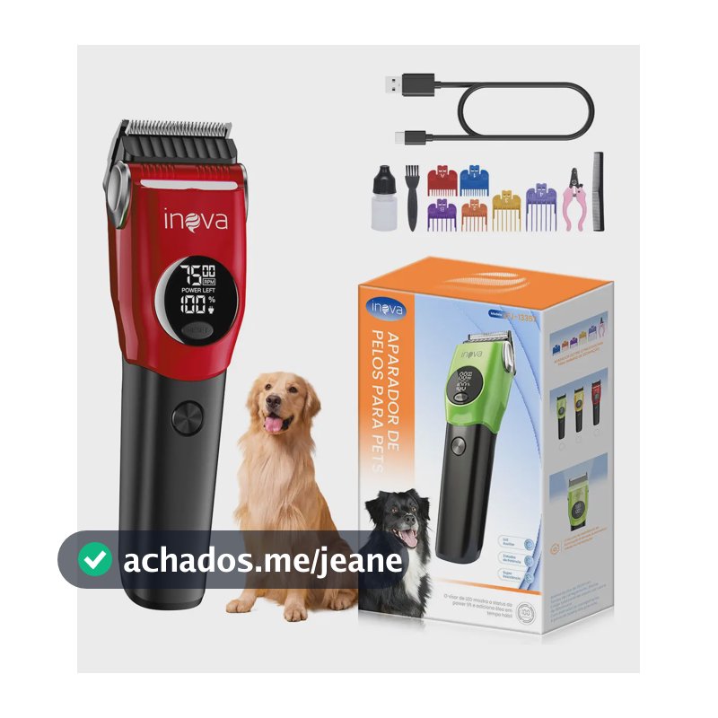 Máquina de Tosa Profissional Sem Fio para Cães e Gatos, Silenciosa e Recarregável Bivolt Com Kit de Acessórios