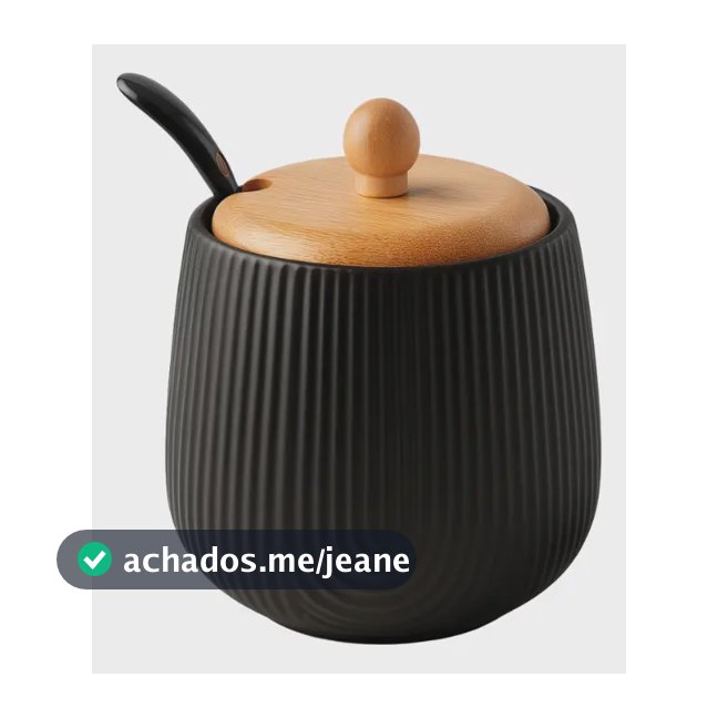 Açucareiro Cerâmica Com Colher E Tampa De Bambu Oasis Preto