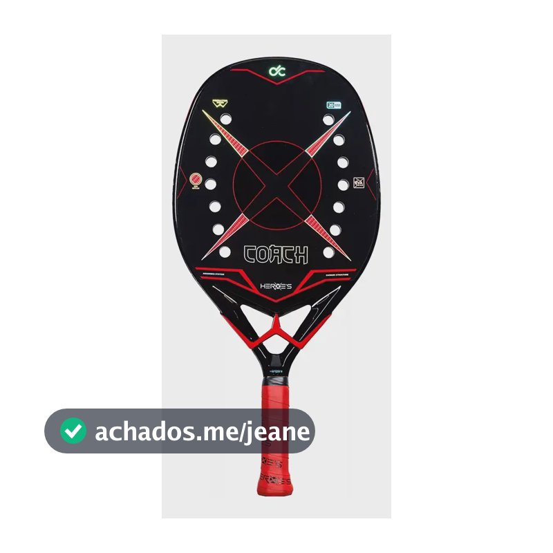 Raquete De Beach Tennis Heroes Coach Red Kevlar Preta E Vermelha