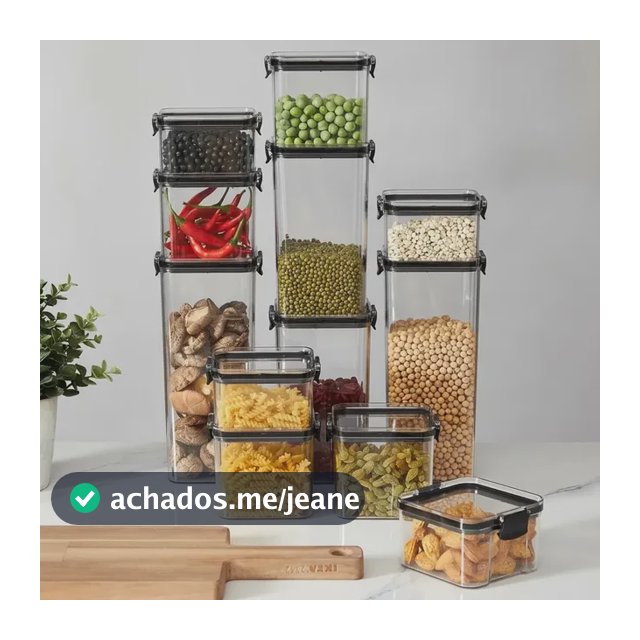 Kit 12 Potes Herméticos Quadrados Haushop Para Alimentos Transparente