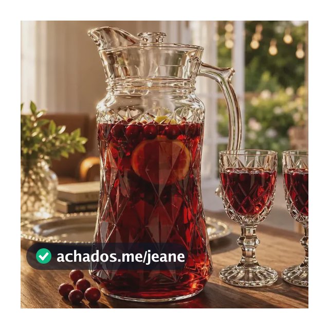 Jarra Diamante 1,8l Vidro Cristalino Transparente Design Moderno Elegante Água Suco Mesa Cozinha M&k Home Store