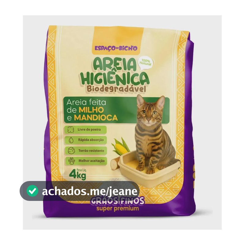Areia Higiênica Biodegradável Milho E Mandioca 4kg Finos