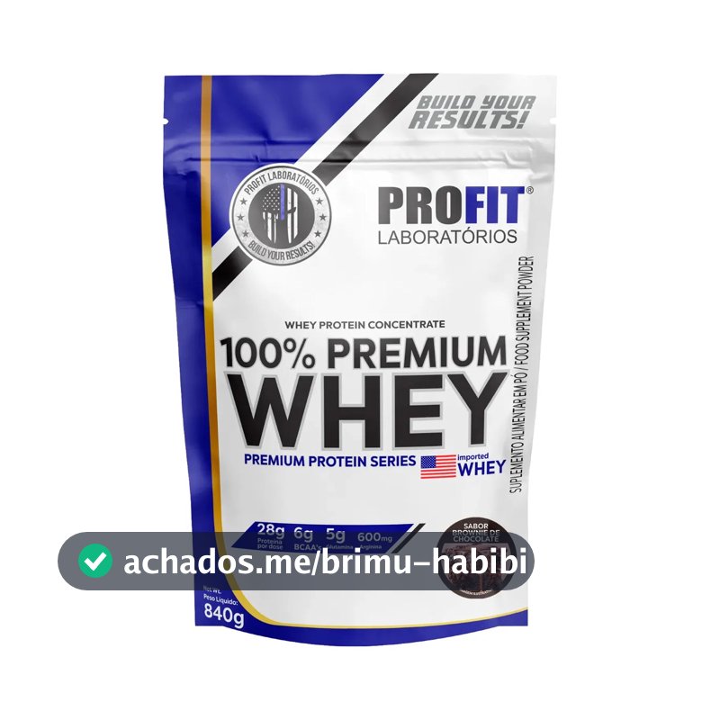 Whey Protein 100% Concentrado Premium 840g - Profit Sabor Brownie De Chocolate