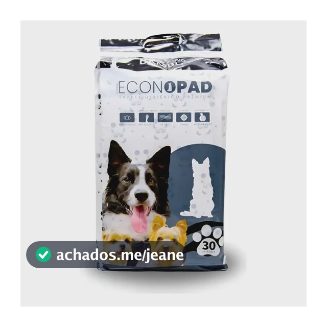 Tapete Higiênico Para Cães Econopad Premium Carvão Bambu 90x60cm 30u