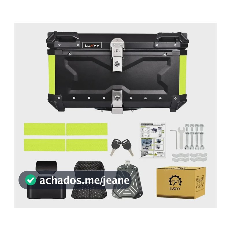 Baú Traseiro Para Moto Top Case Em Alumínio Luxyy 65l Preto