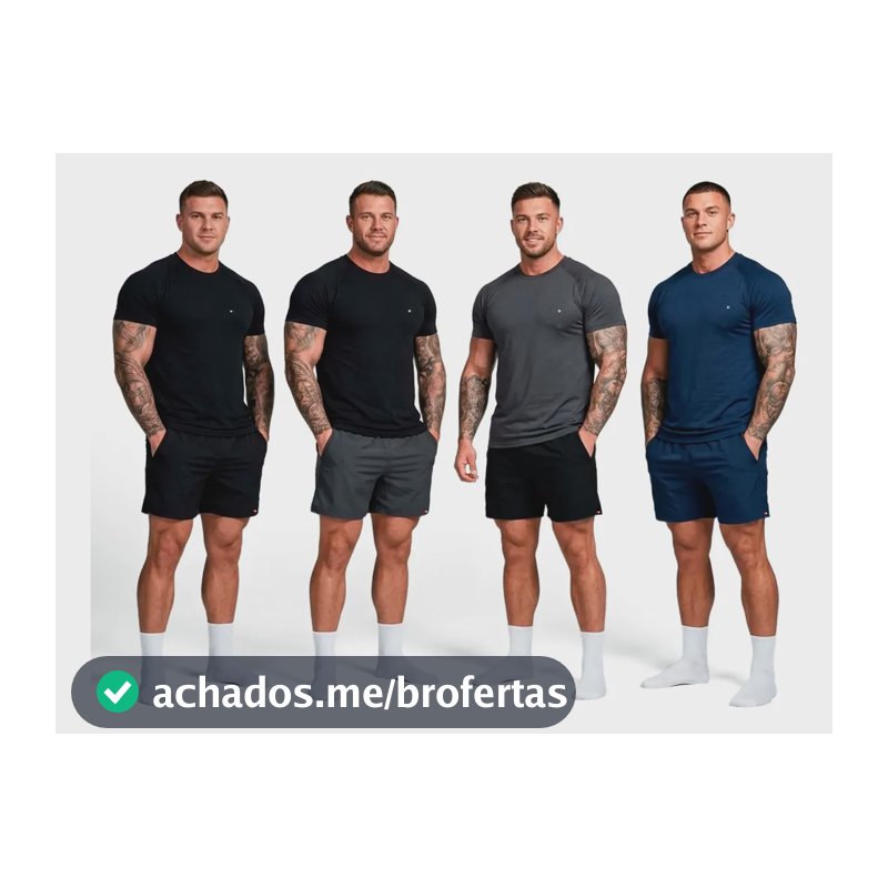 Kit 8 Peças Dry Fit 4 Camisetas + 4 Shorts Academia Sandrini Sortidos Liso G