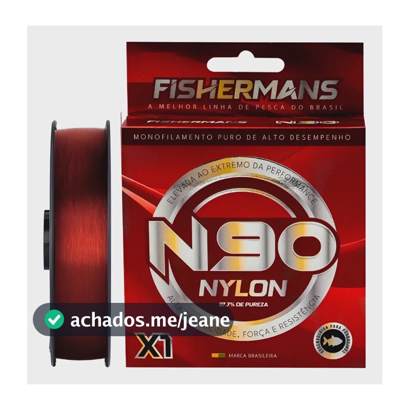 Linha De Pesca Monofilamento Fishermans  N90 X1 300 Metros Vermelha N90 X1 0.40mm 24.7lbs 300metros