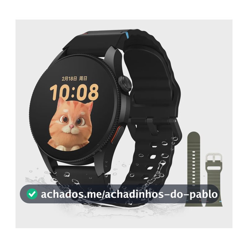 Smartwatch Aurafit G12, Gps, Resistência À Água 3atm, Preto Preto Mesh Verde-militar/preto