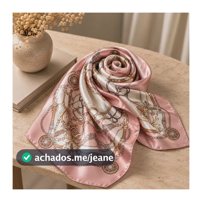 Lenço 90x90 Cetim Feminino Elegante Estampado Luxo Versátil Estampa 5