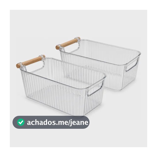 Kit 2 Cesto Organizador Acrílico Multiuso Guarda Resistente Transparente