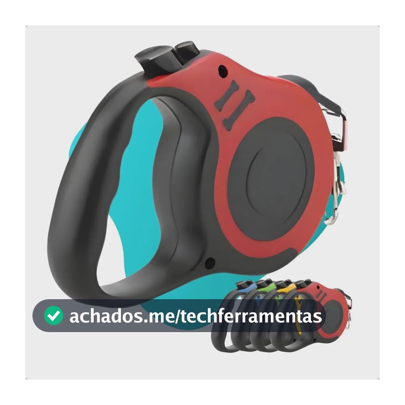 Coleira Pet Guia Retrátil P/ Cachorro Gato 5 Metros Até 20kg Cor Vermelho