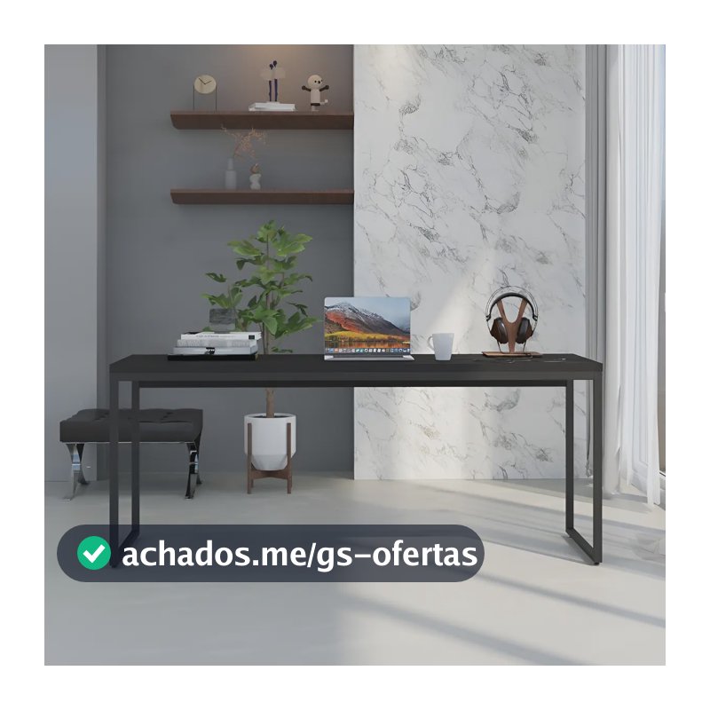 Mesa Para Escritório Diretor 1,80m Dynamica Cor Preto Ônix / Est.Preta