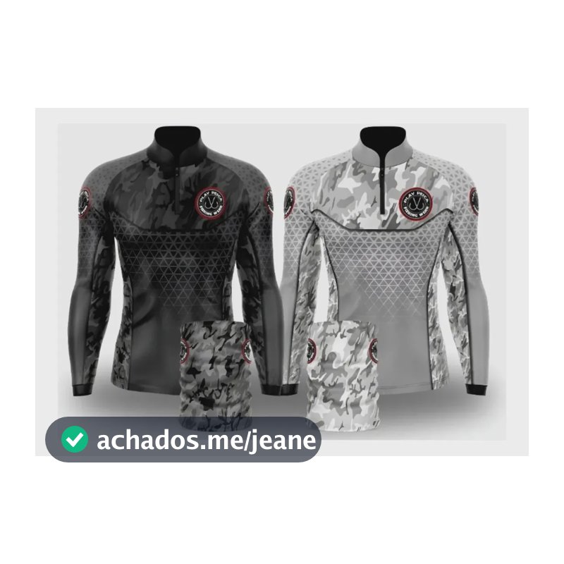 Kit 2 Camisa Pesca Camuflada + Bandana Proteção Solar Uv50+ Preto Gg