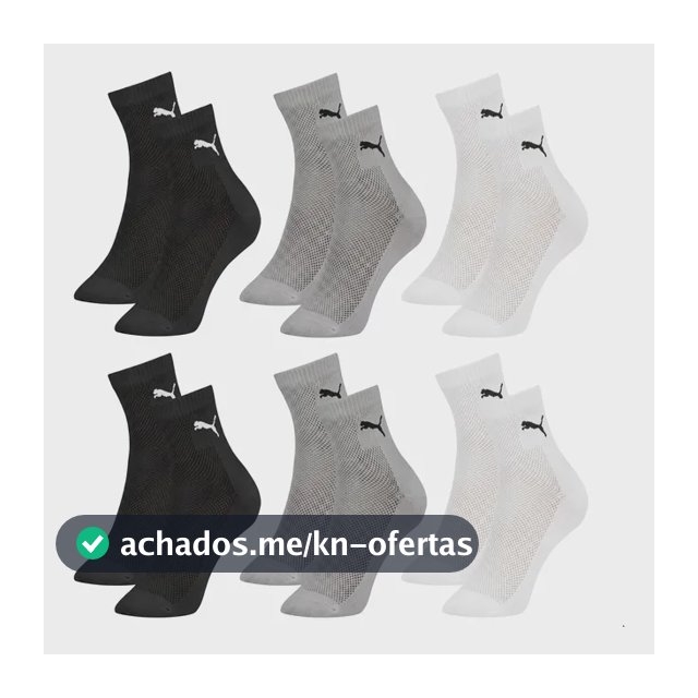 Kit 6 Pares Meias Puma Cano Médio Esportiva Algodão Original