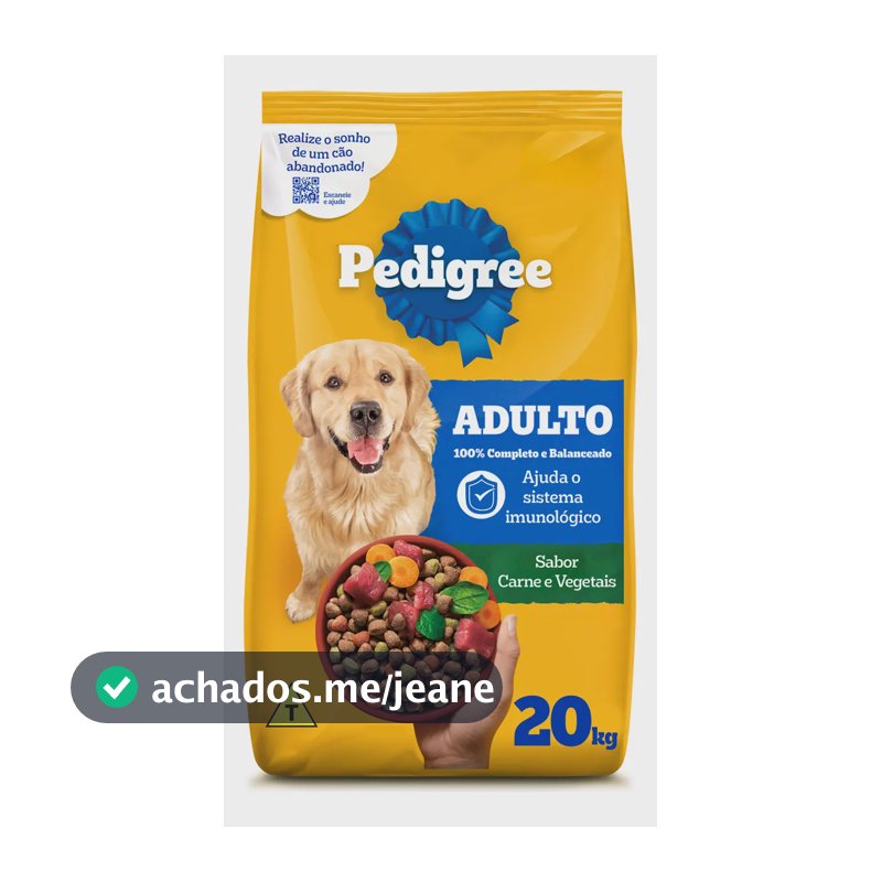 Ração Pedigree 20kg Carne Vegetais Cães Médios E Grandes