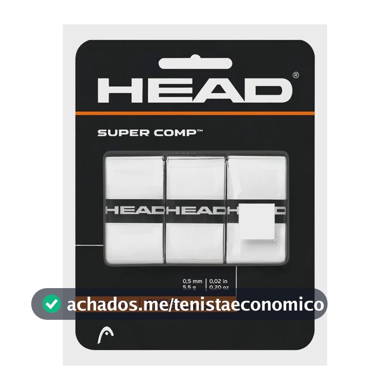 Overgrip Compativel Raquete De Tenis Head Super Comp Fita De White