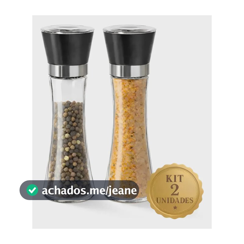 Kit 2 Moedores De Sal Grosso E Pimenta Do Reino Grande Boa Dica