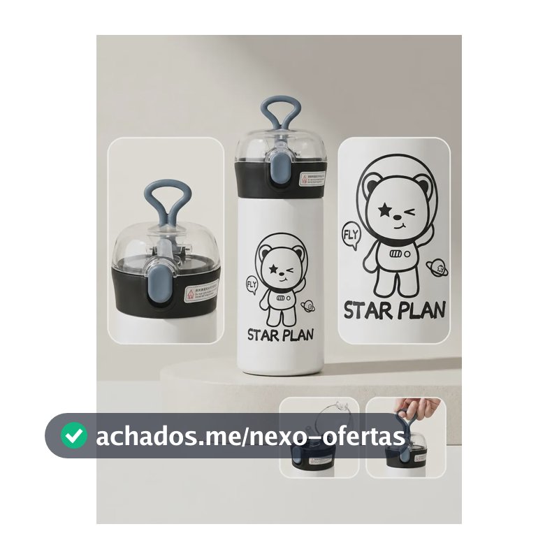 Garrafa Garrafinha Térmica Infantil Inox Canudo Trava E Alça