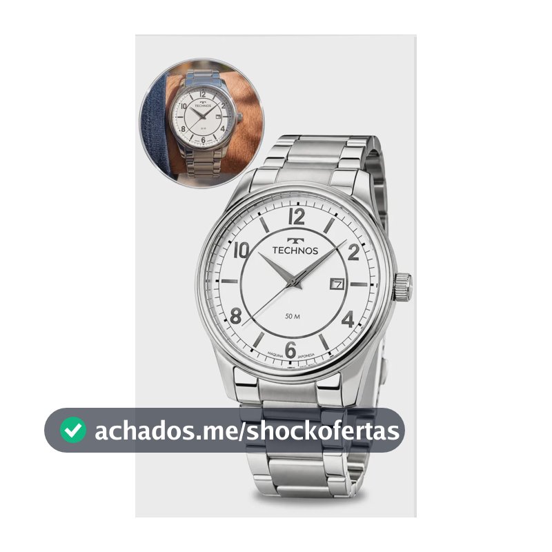 Relógio Technos Masculino De Pulso Analógico Em Aço Calendário Fundo Branco Original