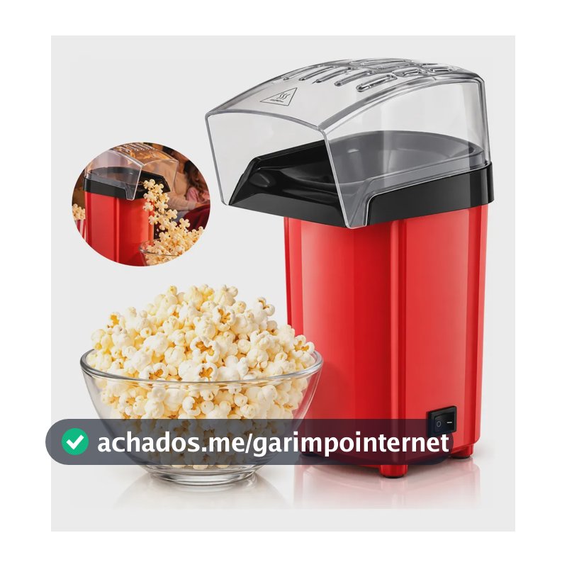 Pipoqueira Elétrica Vermelha Sem Óleo 1200W Compacta