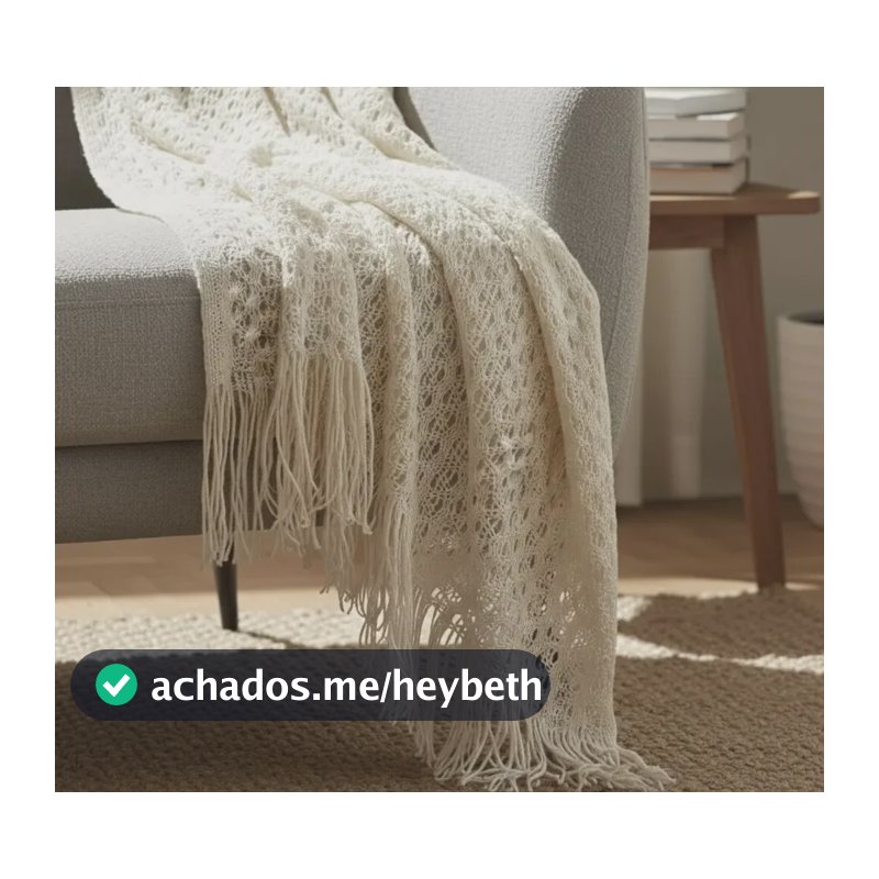 Manta Para Sofá Gigante Decorativa Tricot 2,90x2,70 Cor Tricot Cru