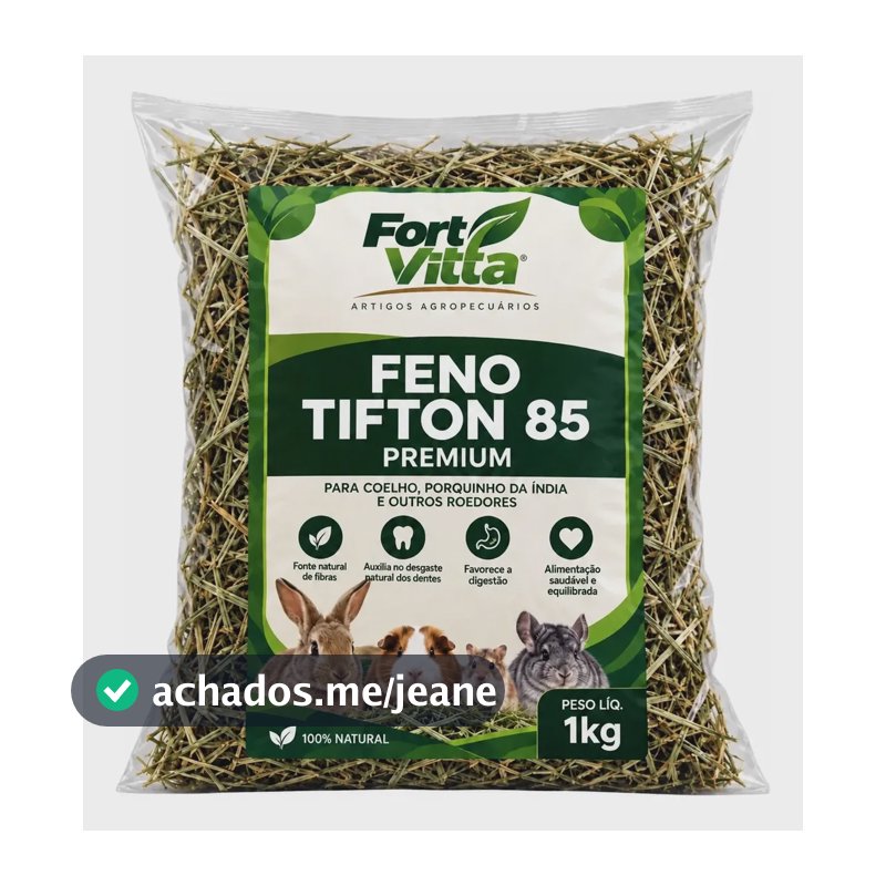 Feno Tifton 85 Premium 1kg Coelho Porquinho Índia Roedores