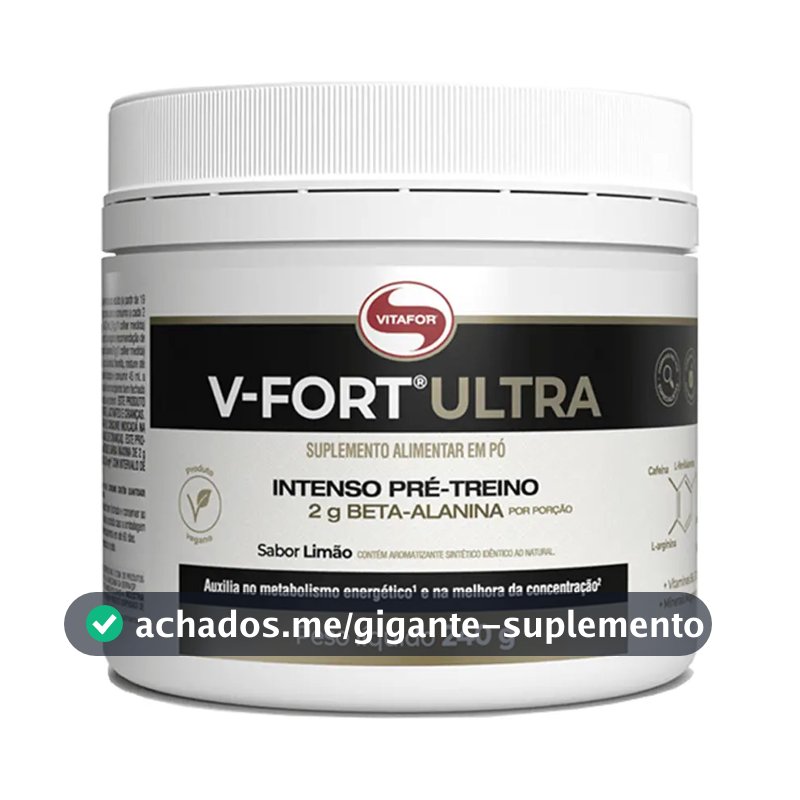 Pré-treino V-fort Ultra Vitafor 240g 2g Beta-alanina Limão