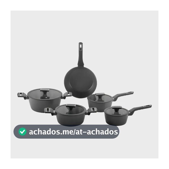 Jogo De Panelas Brinox Cerâmico 5 Pçs Carbon Ceramic Indução Cor Preto