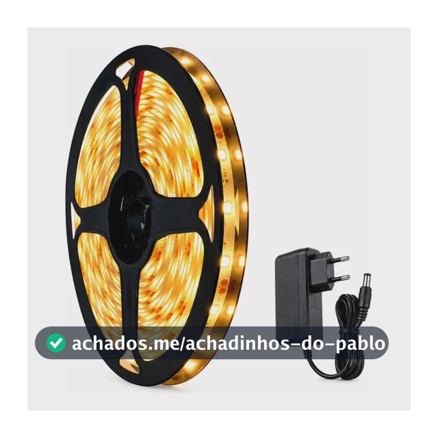 Fita Led Amarela 2835 Quente 5m 300 Led Dupla Face Fonte Cor da luz Branco-quente IP20 Maffacioli