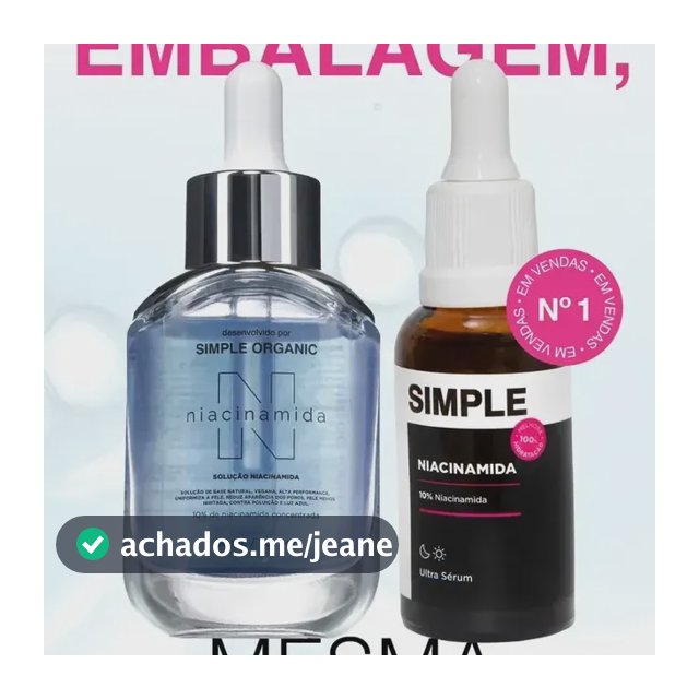 Ultra Sérum Niacinamida Facial 30ml Simple Organic - Todo Tipo De Pele - Dia/noite