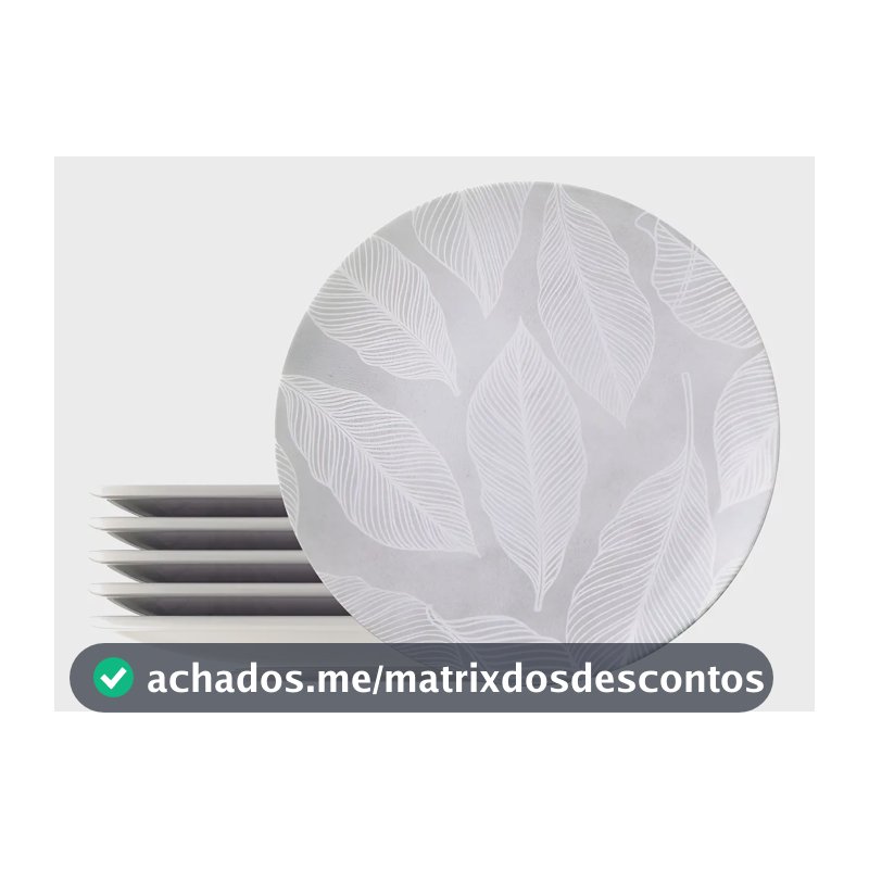 Kit De Prato Raso Em Porcelana Arbo 6 Peças Tramontina 96589037 Cinza