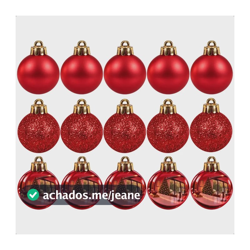 Kit 15 Bolinhas De Natal 3cm Fosca Glitter Lisa Enfeites Cor Vermelho Marca EX Decor